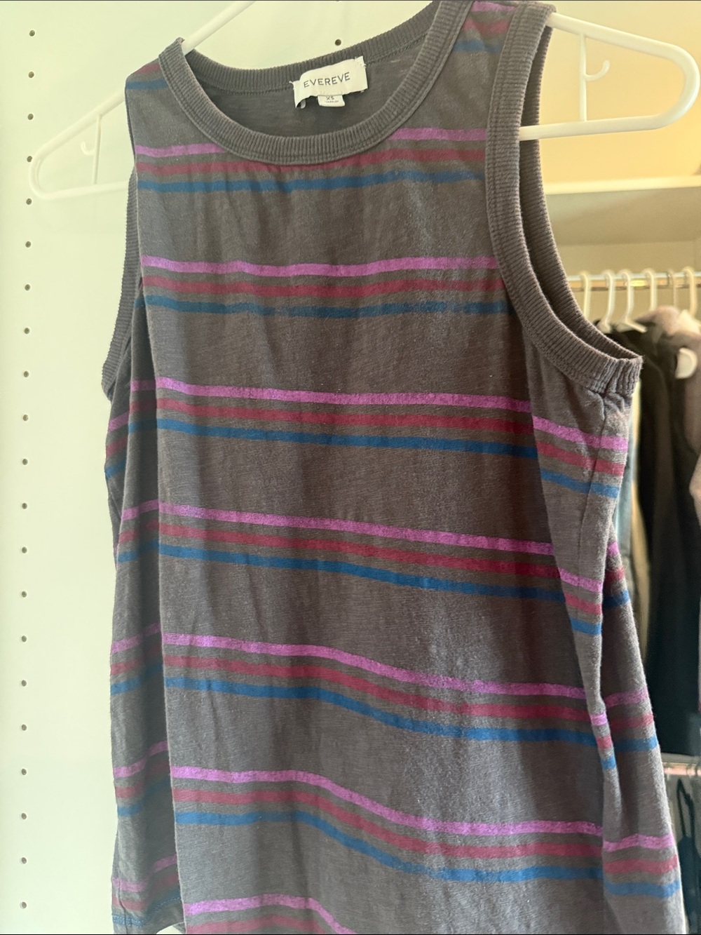Evereve Gray Tank with Pink & Blue Stripes